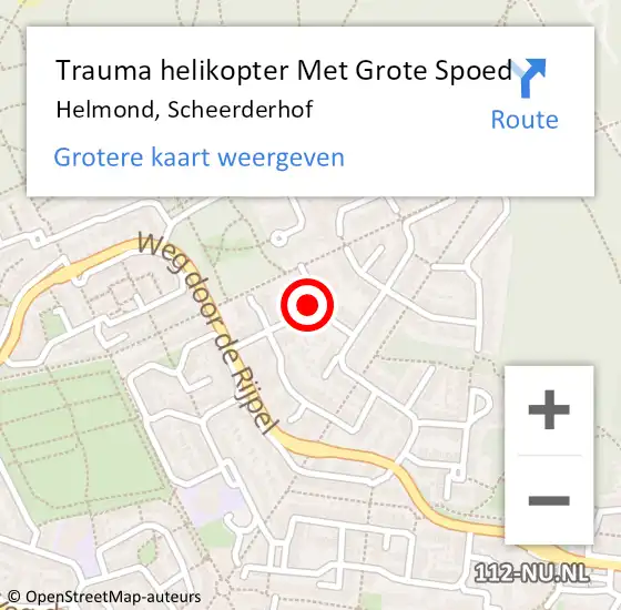 Locatie op kaart van de 112 melding: Trauma helikopter Met Grote Spoed Naar Helmond, Scheerderhof op 11 juni 2022 22:28