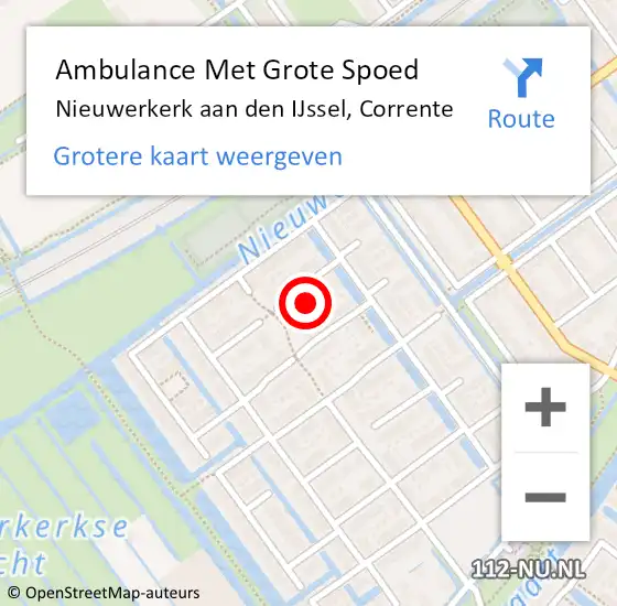 Locatie op kaart van de 112 melding: Ambulance Met Grote Spoed Naar Nieuwerkerk aan den IJssel, Corrente op 11 juni 2022 22:30