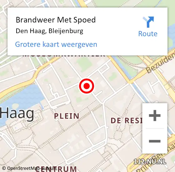 Locatie op kaart van de 112 melding: Brandweer Met Spoed Naar Den Haag, Bleijenburg op 11 juni 2022 22:40