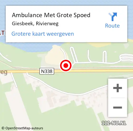 Locatie op kaart van de 112 melding: Ambulance Met Grote Spoed Naar Giesbeek, Rivierweg op 11 juni 2022 22:54