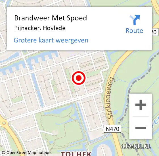 Locatie op kaart van de 112 melding: Brandweer Met Spoed Naar Pijnacker, Hoylede op 11 juni 2022 23:02