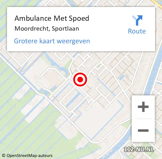 Locatie op kaart van de 112 melding: Ambulance Met Spoed Naar Moordrecht, Sportlaan op 11 juni 2022 23:10