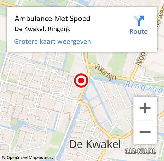 Locatie op kaart van de 112 melding: Ambulance Met Spoed Naar De Kwakel, Ringdijk op 12 juni 2022 00:15