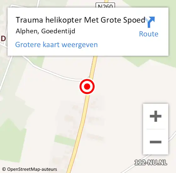 Locatie op kaart van de 112 melding: Trauma helikopter Met Grote Spoed Naar Alphen, Goedentijd op 12 juni 2022 00:27