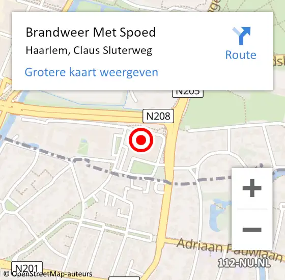 Locatie op kaart van de 112 melding: Brandweer Met Spoed Naar Haarlem, Claus Sluterweg op 12 juni 2022 01:00