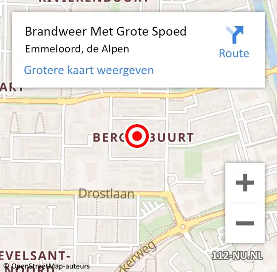 Locatie op kaart van de 112 melding: Brandweer Met Grote Spoed Naar Emmeloord, de Alpen op 12 juni 2022 01:20