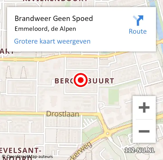 Locatie op kaart van de 112 melding: Brandweer Geen Spoed Naar Emmeloord, de Alpen op 12 juni 2022 01:22