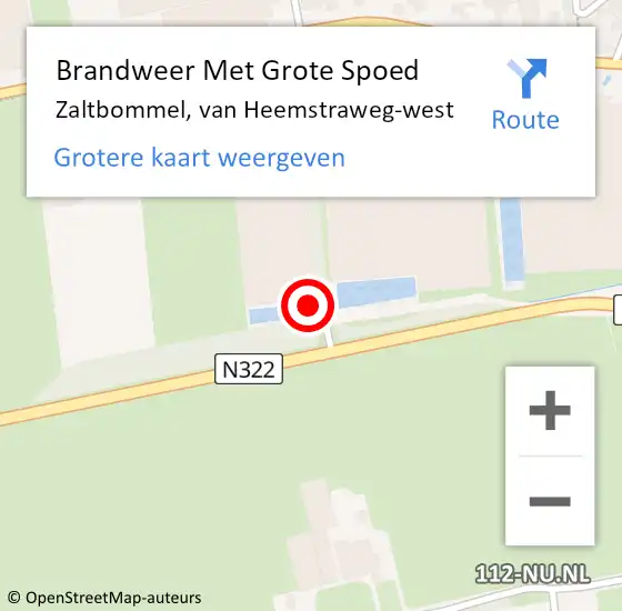 Locatie op kaart van de 112 melding: Brandweer Met Grote Spoed Naar Zaltbommel, van Heemstraweg-west op 12 juni 2022 01:24