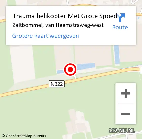 Locatie op kaart van de 112 melding: Trauma helikopter Met Grote Spoed Naar Zaltbommel, van Heemstraweg-west op 12 juni 2022 01:25