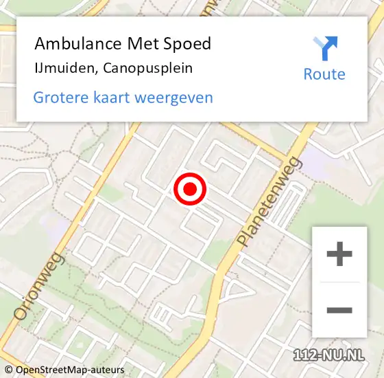 Locatie op kaart van de 112 melding: Ambulance Met Spoed Naar IJmuiden, Canopusplein op 12 juni 2022 01:33