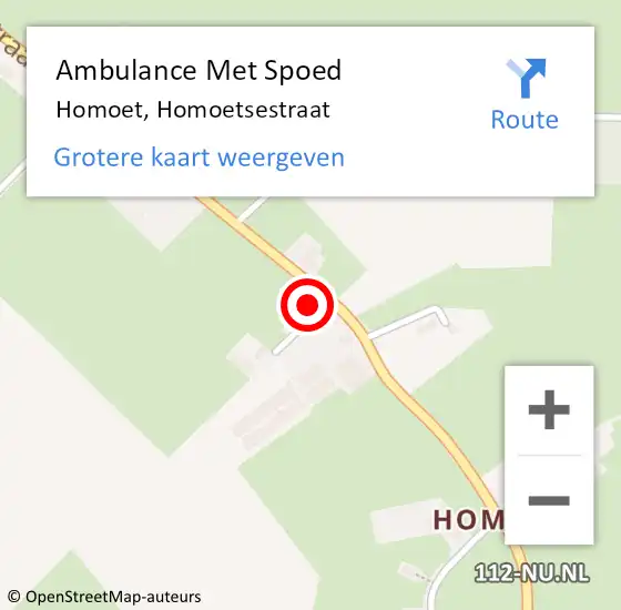 Locatie op kaart van de 112 melding: Ambulance Met Spoed Naar Homoet, Homoetsestraat op 19 juli 2014 21:50