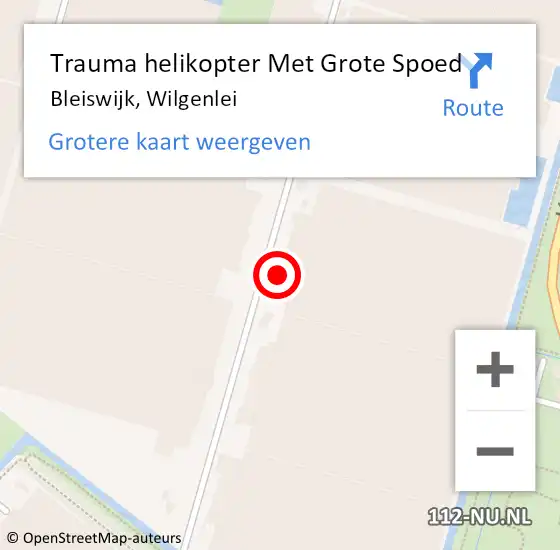 Locatie op kaart van de 112 melding: Trauma helikopter Met Grote Spoed Naar Bleiswijk, Wilgenlei op 12 juni 2022 02:16