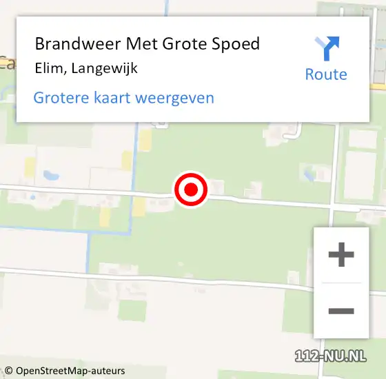 Locatie op kaart van de 112 melding: Brandweer Met Grote Spoed Naar Elim, Langewijk op 19 juli 2014 21:54