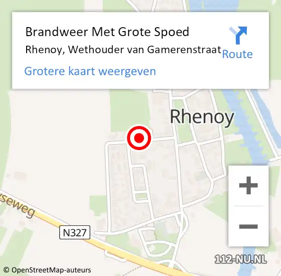 Locatie op kaart van de 112 melding: Brandweer Met Grote Spoed Naar Rhenoy, Wethouder van Gamerenstraat op 12 juni 2022 03:30
