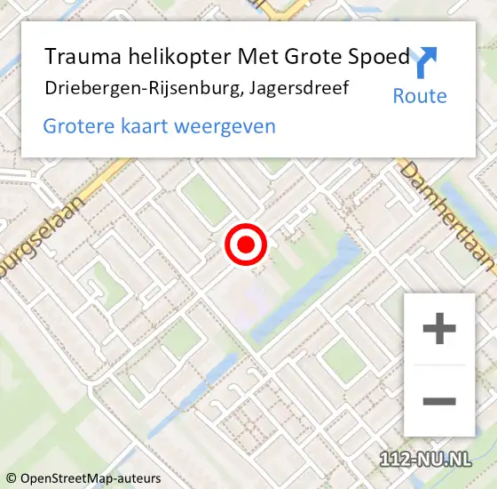 Locatie op kaart van de 112 melding: Trauma helikopter Met Grote Spoed Naar Driebergen-Rijsenburg, Jagersdreef op 12 juni 2022 03:43