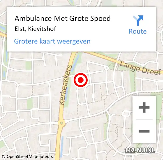 Locatie op kaart van de 112 melding: Ambulance Met Grote Spoed Naar Elst, Kievitshof op 12 juni 2022 03:50