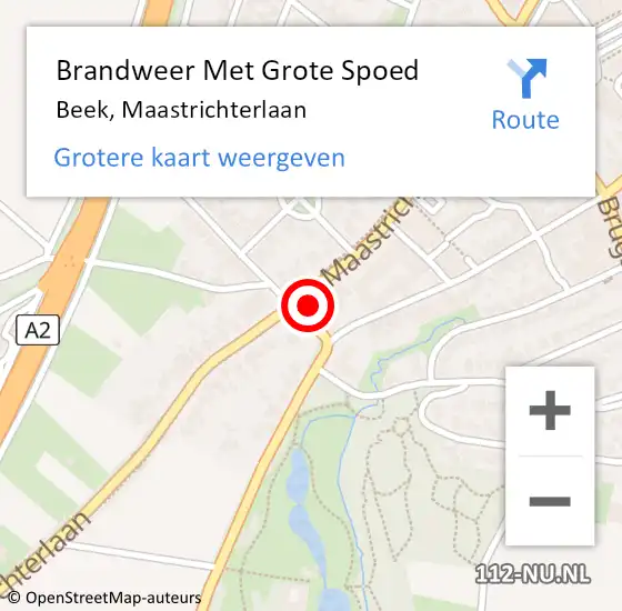 Locatie op kaart van de 112 melding: Brandweer Met Grote Spoed Naar Beek, Maastrichterlaan op 12 juni 2022 04:10