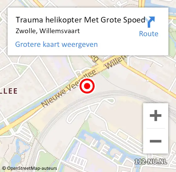 Locatie op kaart van de 112 melding: Trauma helikopter Met Grote Spoed Naar Zwolle, Willemsvaart op 12 juni 2022 04:11