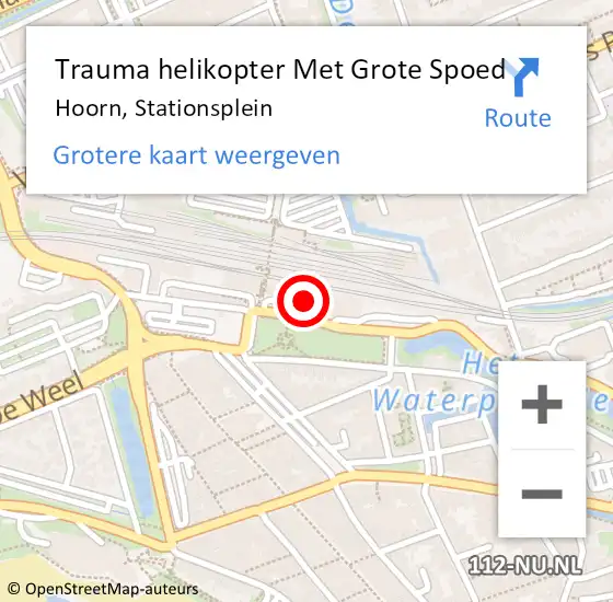 Locatie op kaart van de 112 melding: Trauma helikopter Met Grote Spoed Naar Hoorn, Stationsplein op 12 juni 2022 04:39