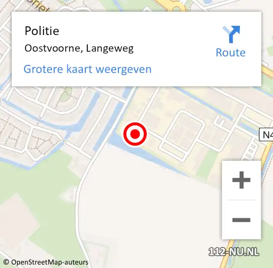 Locatie op kaart van de 112 melding: Politie Oostvoorne, Langeweg op 12 juni 2022 05:10