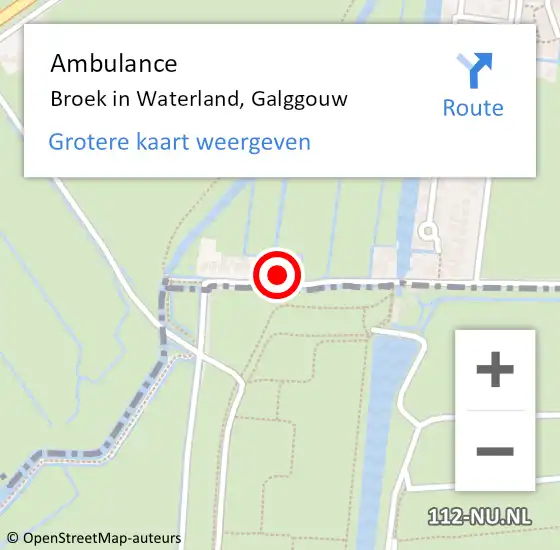 Locatie op kaart van de 112 melding: Ambulance Broek in Waterland, Galggouw op 12 juni 2022 05:36