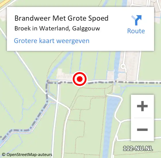 Locatie op kaart van de 112 melding: Brandweer Met Grote Spoed Naar Broek in Waterland, Galggouw op 12 juni 2022 05:36