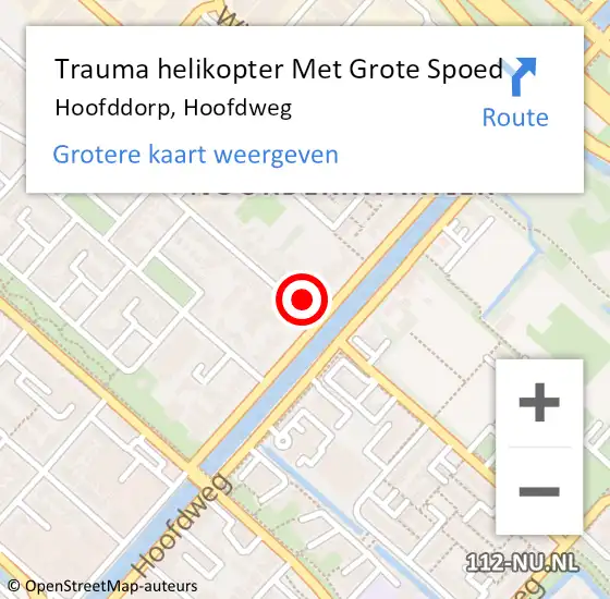 Locatie op kaart van de 112 melding: Trauma helikopter Met Grote Spoed Naar Hoofddorp, Hoofdweg op 12 juni 2022 05:39