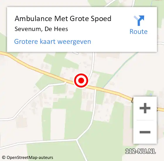 Locatie op kaart van de 112 melding: Ambulance Met Grote Spoed Naar Sevenum, De Hees op 19 juli 2014 22:04