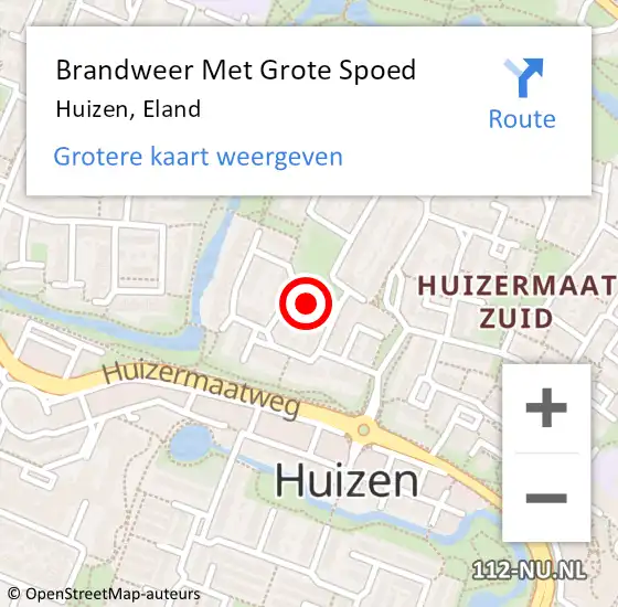 Locatie op kaart van de 112 melding: Brandweer Met Grote Spoed Naar Huizen, Eland op 12 juni 2022 07:26