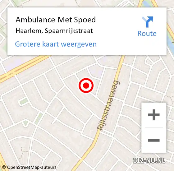 Locatie op kaart van de 112 melding: Ambulance Met Spoed Naar Haarlem, Spaarnrijkstraat op 12 juni 2022 08:26