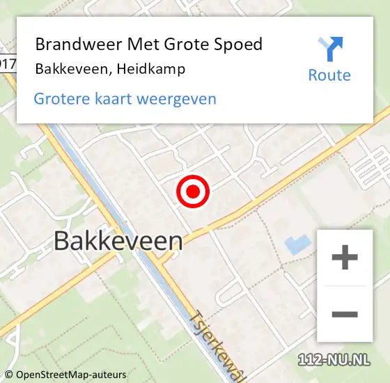 Locatie op kaart van de 112 melding: Brandweer Met Grote Spoed Naar Bakkeveen, Heidkamp op 12 juni 2022 08:41
