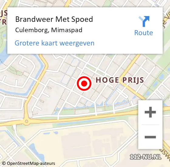 Locatie op kaart van de 112 melding: Brandweer Met Spoed Naar Culemborg, Mimaspad op 12 juni 2022 09:19