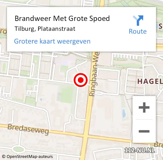 Locatie op kaart van de 112 melding: Brandweer Met Grote Spoed Naar Tilburg, Plataanstraat op 12 juni 2022 09:21