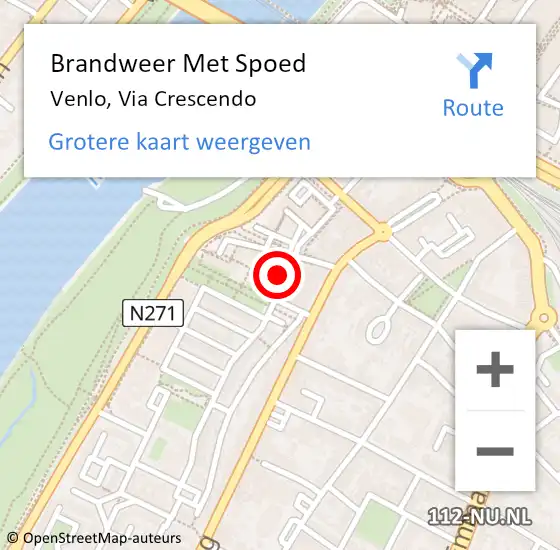 Locatie op kaart van de 112 melding: Brandweer Met Spoed Naar Venlo, Via Crescendo op 12 juni 2022 09:25