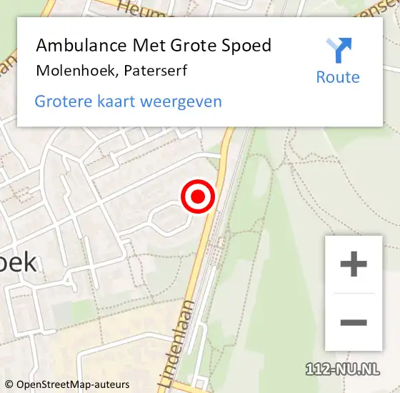 Locatie op kaart van de 112 melding: Ambulance Met Grote Spoed Naar Molenhoek, Paterserf op 12 juni 2022 09:28