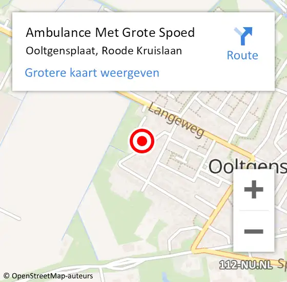 Locatie op kaart van de 112 melding: Ambulance Met Grote Spoed Naar Ooltgensplaat, Roode Kruislaan op 12 juni 2022 10:17