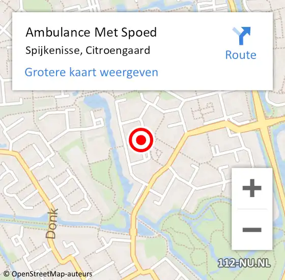 Locatie op kaart van de 112 melding: Ambulance Met Spoed Naar Spijkenisse, Citroengaard op 12 juni 2022 10:33