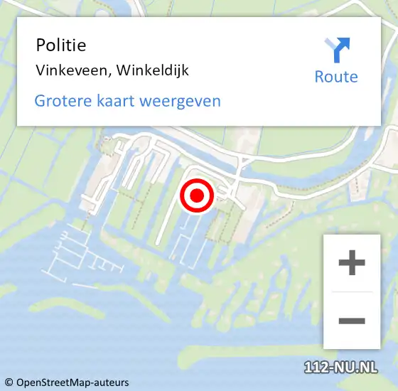 Locatie op kaart van de 112 melding: Politie Vinkeveen, Winkeldijk op 12 juni 2022 11:06