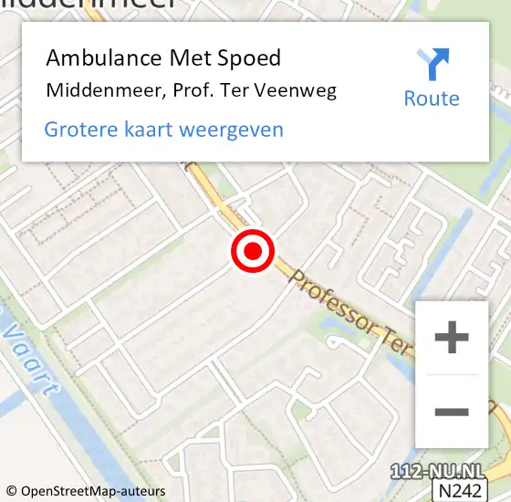 Locatie op kaart van de 112 melding: Ambulance Met Spoed Naar Middenmeer, Prof. Ter Veenweg op 12 juni 2022 11:12