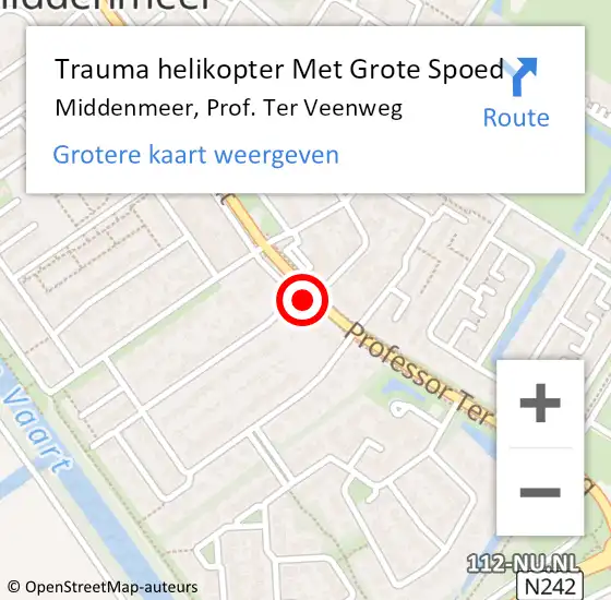 Locatie op kaart van de 112 melding: Trauma helikopter Met Grote Spoed Naar Middenmeer, Prof. Ter Veenweg op 12 juni 2022 11:15
