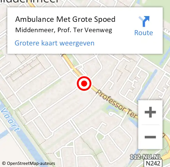 Locatie op kaart van de 112 melding: Ambulance Met Grote Spoed Naar Middenmeer, Prof. Ter Veenweg op 12 juni 2022 11:15