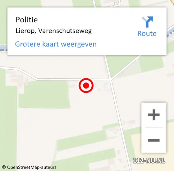 Locatie op kaart van de 112 melding: Politie Lierop, Varenschutseweg op 12 juni 2022 11:18