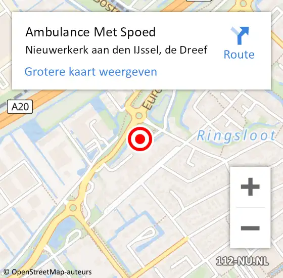 Locatie op kaart van de 112 melding: Ambulance Met Spoed Naar Nieuwerkerk aan den IJssel, de Dreef op 12 juni 2022 11:20