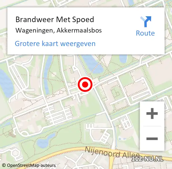 Locatie op kaart van de 112 melding: Brandweer Met Spoed Naar Wageningen, Akkermaalsbos op 12 juni 2022 11:27