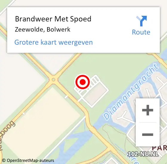 Locatie op kaart van de 112 melding: Brandweer Met Spoed Naar Zeewolde, Bolwerk op 12 juni 2022 11:31