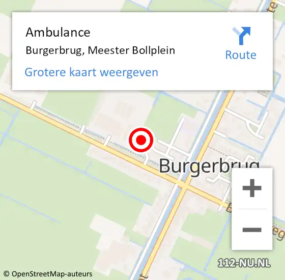 Locatie op kaart van de 112 melding: Ambulance Burgerbrug, Meester Bollplein op 12 juni 2022 11:31