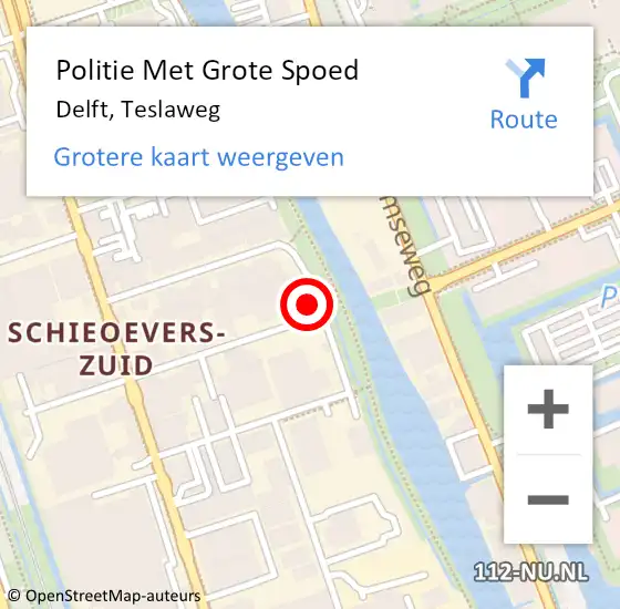 Locatie op kaart van de 112 melding: Politie Met Grote Spoed Naar Delft, Teslaweg op 12 juni 2022 11:34