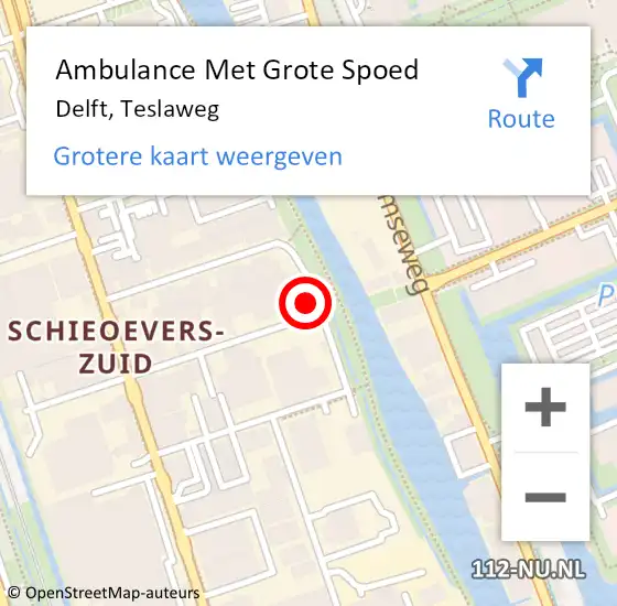 Locatie op kaart van de 112 melding: Ambulance Met Grote Spoed Naar Delft, Teslaweg op 12 juni 2022 11:34