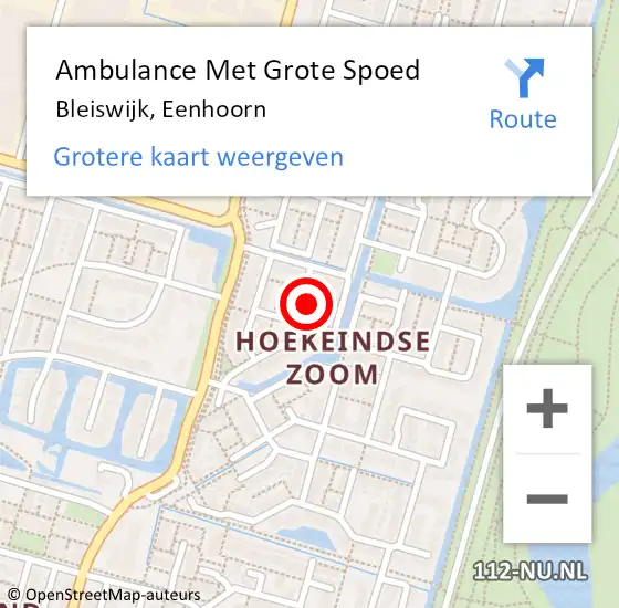 Locatie op kaart van de 112 melding: Ambulance Met Grote Spoed Naar Bleiswijk, Eenhoorn op 12 juni 2022 11:47