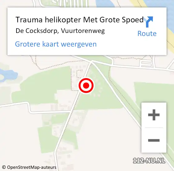 Locatie op kaart van de 112 melding: Trauma helikopter Met Grote Spoed Naar De Cocksdorp, Vuurtorenweg op 12 juni 2022 11:49